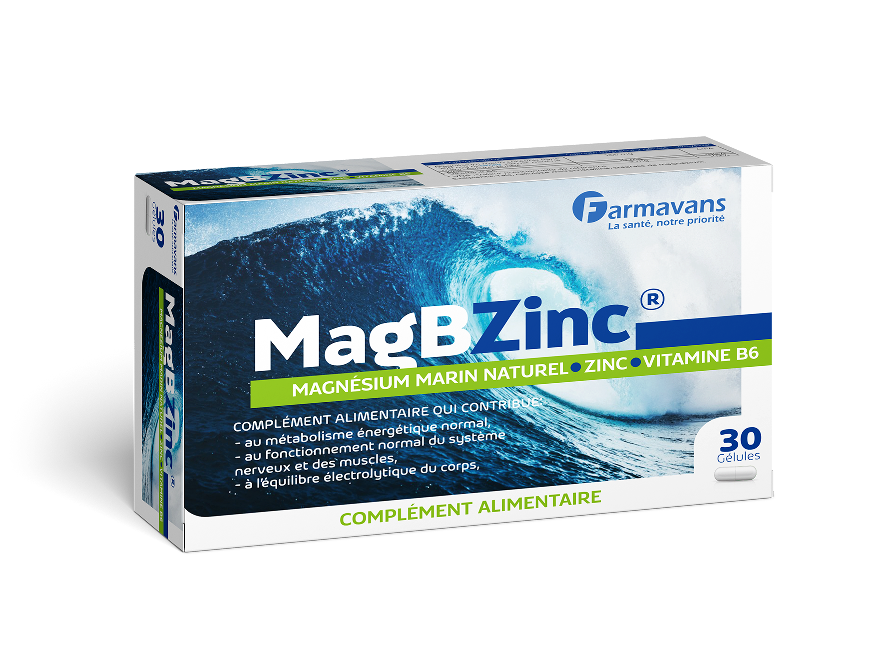 Box_MagBZinc FARMAVANS Mag B Zinc 30 Gélules en Tunisie - My Pharmacy