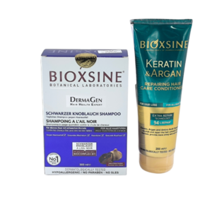 Shampoing Bioxsine Anti-Chute à l'Ail Noir 300ml Tunisie+ Kératine 250ml