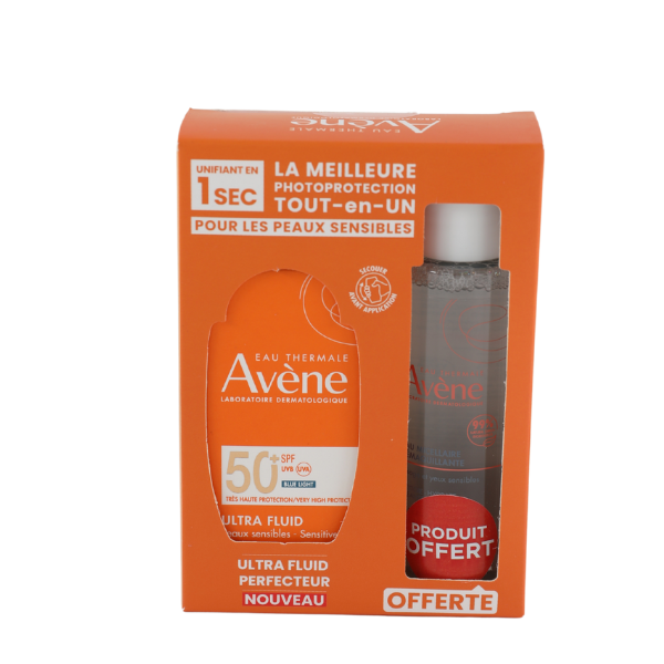 Pack Avene Ultra Fluid SPF50+ + Eau Micellaire offerte Avene Ultra Fluid SPF50+ 50ml avec Eau Micellaire 100ml offerte