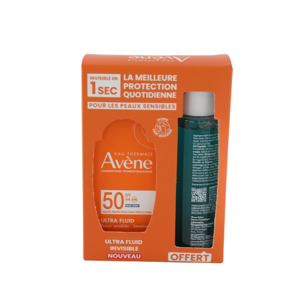Pack Avene Ultra Fluid SPF50+ et Gel Cleanance 100ml gratuit Avene Ultra Fluid SPF50+ 50ml avec Gel Cleanance 100ml offert