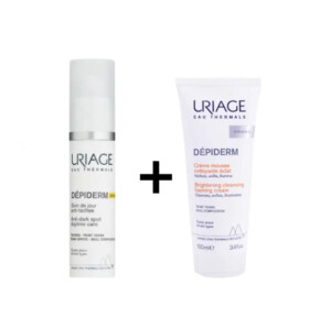 uriage depiderm soin de jour spf50+ + crème mousse nettoyante éclat 100ml