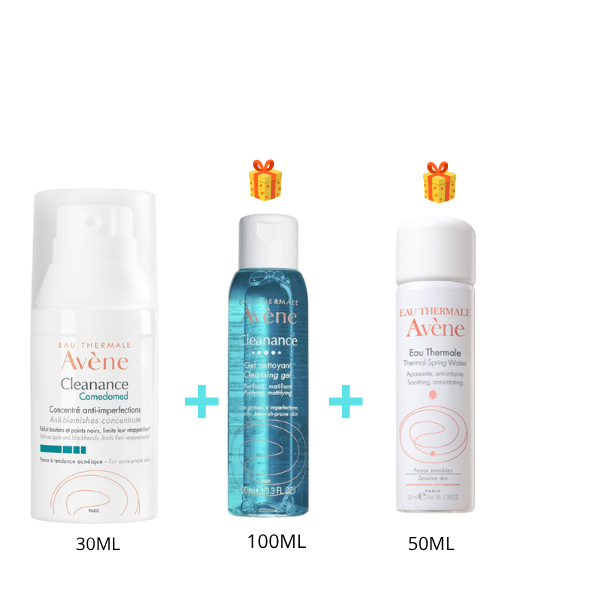 Pack Avène: Cleanance Comedomed crème anti-imperfection + gel nettoyant et eau thermale offerts