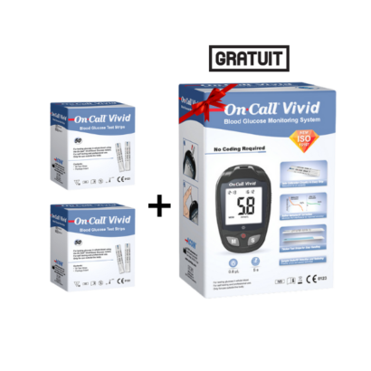 Pack ON CALL VIVID : 2x50 bandelettes avec glucomètre + 10 bandes offertes